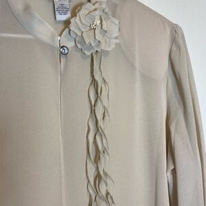 Elegant Cream Blouse with Floral Detail